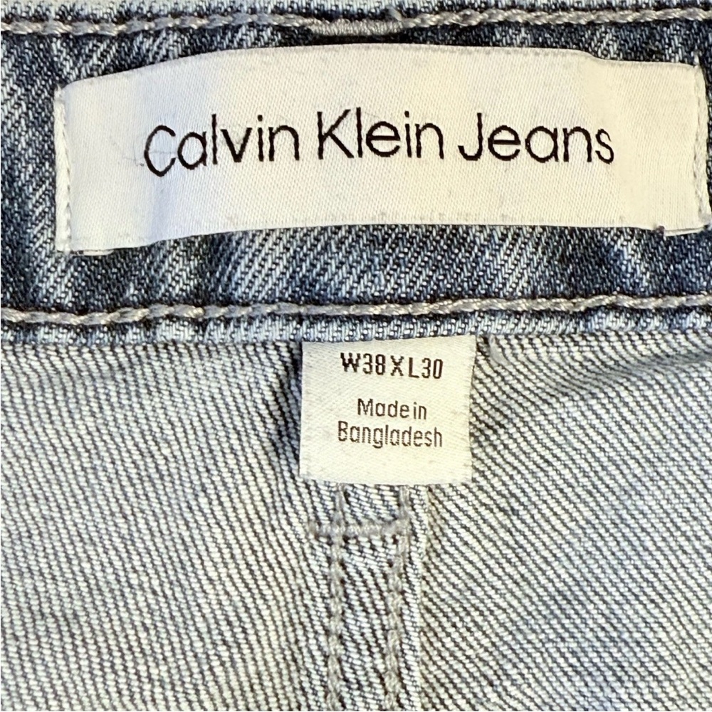Calvin Klein Blue Skinny Jeans Mens 38x30 Light Wash Cotton Stretch - Picture 9 of 14
